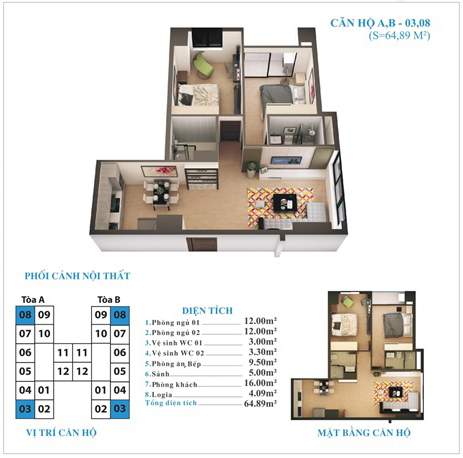 mặt bằng căn hộ tứ hiệp plaza